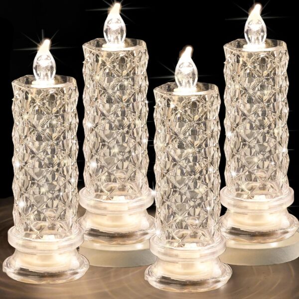 4PCS Romantic Battery Operated Candles Led Pillar Candles (White, D 2.5" x H 7.2") 1