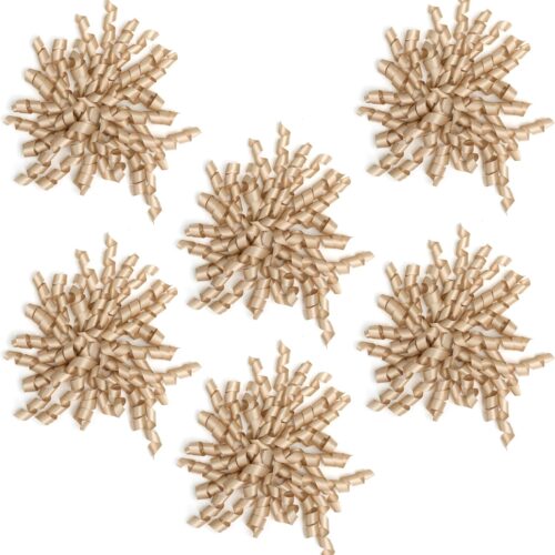 6 Inch Champagne Curly Bows for Gift Wrapping Set of 6