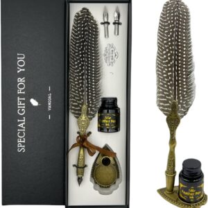 Vintage Feather Pen and Ink Set