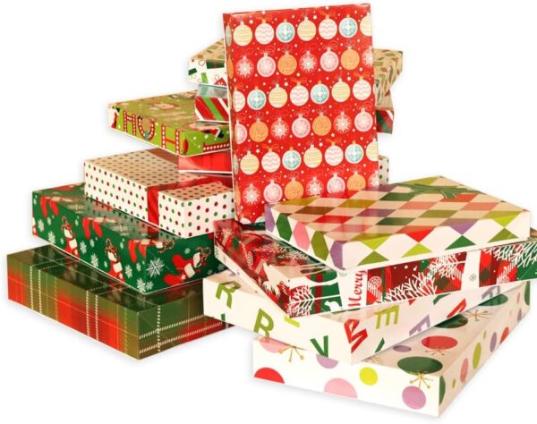 Premium 12 Pack Assortment Decorative Christmas Gift Boxes with lidremium 12 Pack Assortment Decorative Christmas Gift Boxes with lid 1