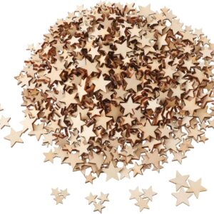 800 Pieces Christmas Small Wooden Stars Blank Wooden Star Slices Mini Star Embellishments Assorted Size