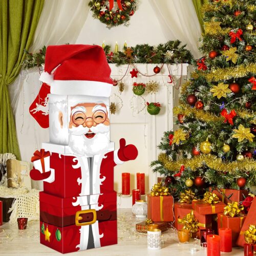 Christmas Boxes Decoration 7 Pieces Stacking Boxes Santa Claus Gift Boxes with Lids