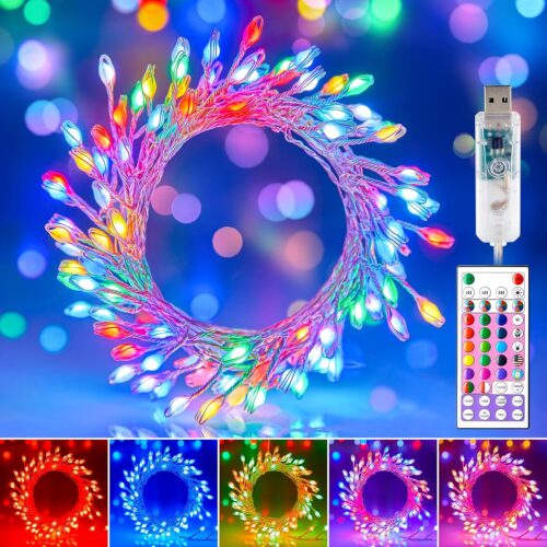 10FT Fairy Lights Color Changing - 100 LED 22 Colors Cluster Fairy Lights with Remote