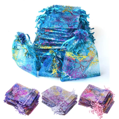 1 50/100/200 Sheer Coralline Organza Favor Gift Bags Jewelry Pouches Wedding Party