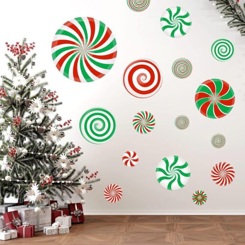 1 77 Pcs Christmas Candy Decals Christmas Wall Decorations