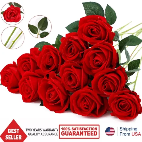 1 20× Red Silk Roses Artificial Flowers