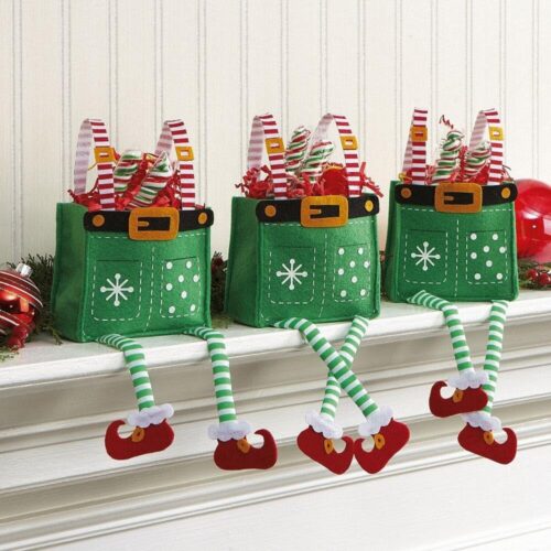 1 Elf Pants Christmas Treat Bags, Set of 6 Gift Bags