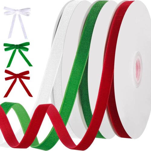 1 Velvet Christmas Ribbon 30 Yards 3/8 Inch (3 Rolls * 10Yd)