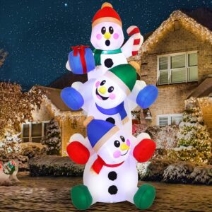 6 FT Christmas Inflatable Stacked Snowman with Build-in LEDs Blow Up Inflatables for Xmas Party