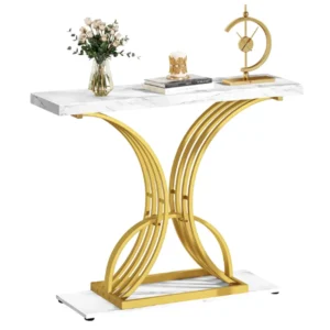 Console End Table with Faux Marble Top