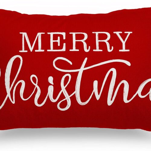 1 Red Christmas Lumbar Pillow Cover 12x20 Inches