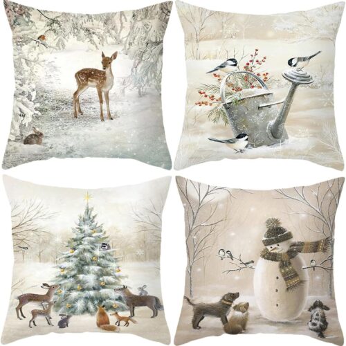 1 Animals Throw Pillow Cover Christmas - 18 x 18 Inch