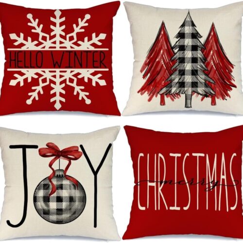 1 Christmas Pillow Covers 18x18 Set of 4