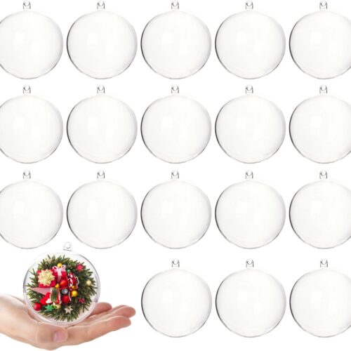 1 20Pcs Christmas Ball Ornaments 2.36"/60mm Fillable Clear Plastic Ornaments (2.36”)