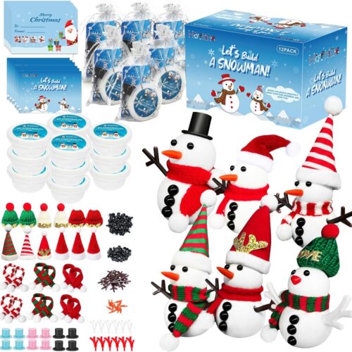 12Pack Build a Snowman Kit, Molding Clay Snowman Kit, Christmas DIY Crafts for Kids