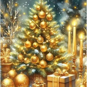 Full Drill Diamond Painting Kits for Home Wall Decor, Christmas Tree, 12x16 Inch