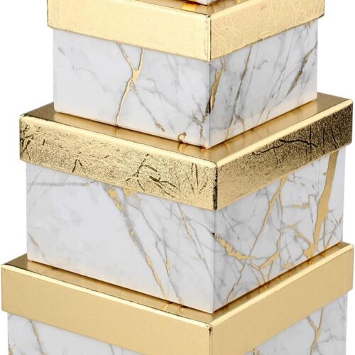 1 Square Gift Boxes with Lids Set of 4 White Gift Box Assorted Sizes Nesting Gift Boxes for Presents