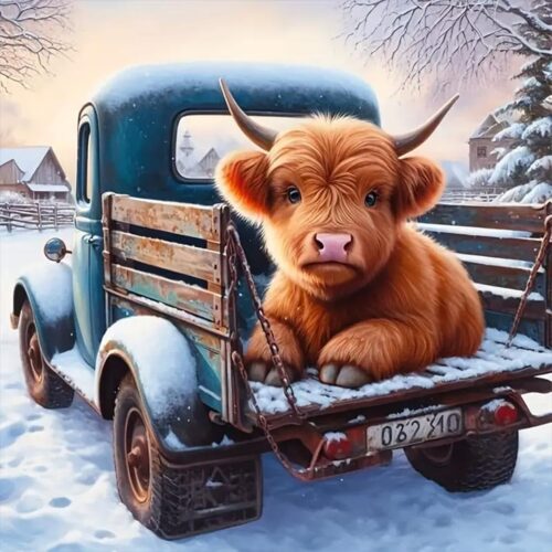 1 12x12inch Truck Cow Diamond Painting Kits