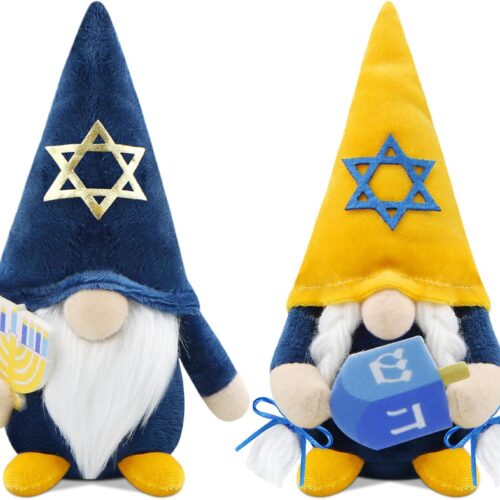 1 Set of 2 Hanukkah Gnomes Plush Chanukah Christmas Decoration Blue & Orange