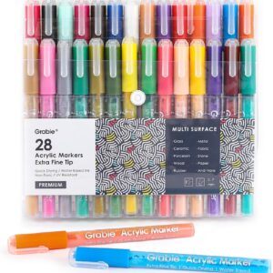 Acrylic Paint Pens - 28 Color Extra Fine Tip Markers for Painting Various Surfaces