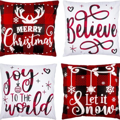 1 Christmas Pillow Covers 18x18 Set of 4 Winter Throw Pillow Covers