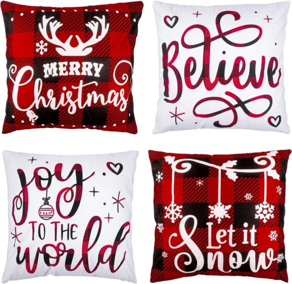 Christmas Pillow Covers 18x18 Set of 4 Winter Throw Pillow Covers 1