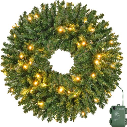 1 24'' Christmas Wreaths Pine Needles Wreath for Home Decor