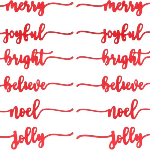 1 12 Pcs Christmas Word Cutout, Plate Letter Sign Decor