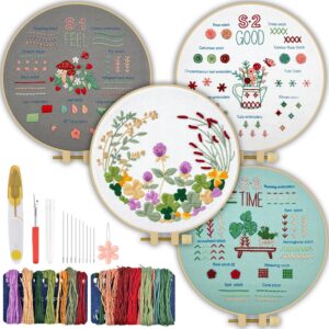 Embroidery Kit for Beginners Adults Include Embroidery Cloth Hoops Threads (Embroidery Skill)