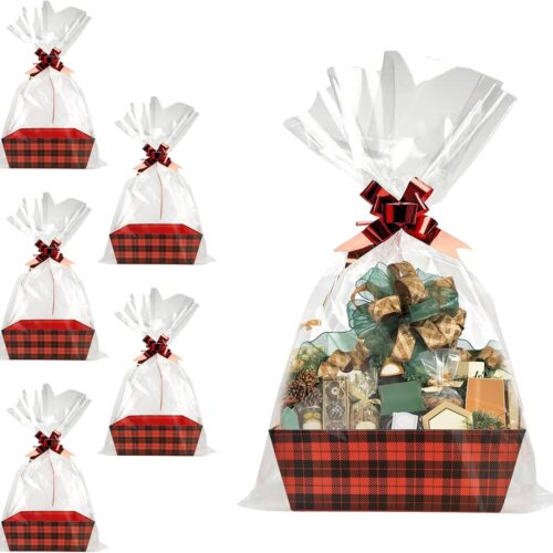 1 5 PCS Sturdy Diy Bulk Gift Basket Kraft Market Tray