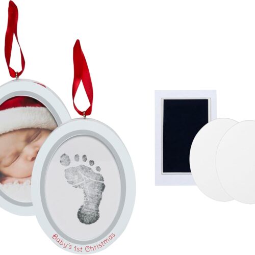 Newborn Handprint or Footprint Kit, 2 Sided Baby's 1st Christmas Holiday Keepsake Ornament