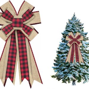 Christmas Red Black Buffalo Plaid Burlap Bows for Wreaths