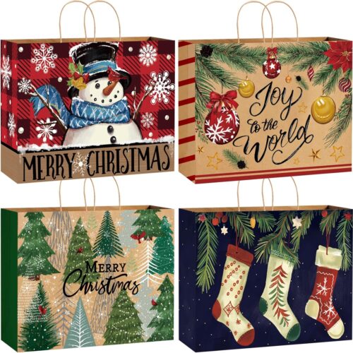 1 12pcs Extra Large Christmas Gift Bags, Jumbo Xmas Kraft
