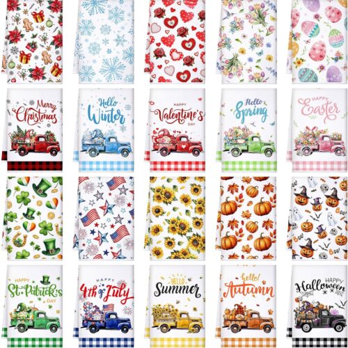 1 20 Pcs Seasonal Kitchen Towels Decorative Set, 16 x 24 Inch