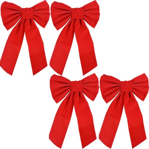 1 Red Velvet Christmas Bow 9-inch X 16-inch 4 Pack of Holiday Bows