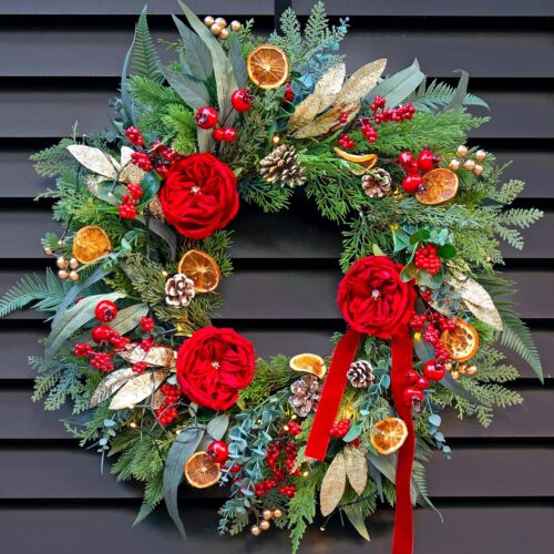 Pre-lit Christmas Wreath with Lights,24 Inch Outdoor Christmas Wreaths