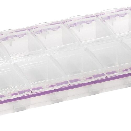 1 Bead Organizer and Plastic Storage Containers, 14 Locking Compartments, 2XL, Clear Lids