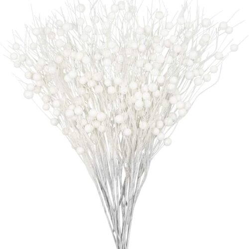 1 White Christmas Tree Picks Sprays Set of 20 Glittered Twigs