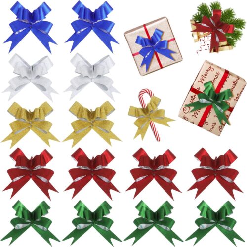 1 200Pcs Christmas Bows, Glittering Bows for Gift Wrapping