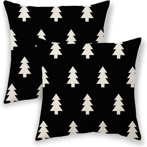 1 Christmas Pillow Covers 16x16 Inch 2 Pcs, Black