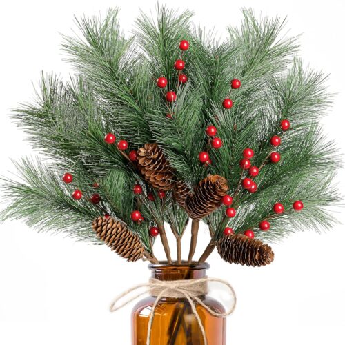 1 5 Pack Christmas Berries Pine Picks Artificial