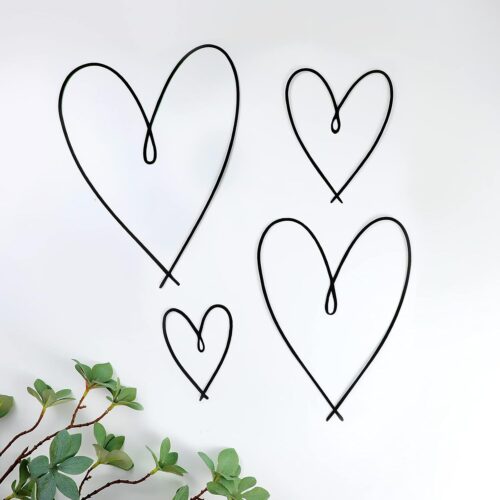 4 Pieces Metal Heart Wall Art Décor