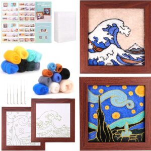 Needle Felting Kit Craft for Beginners, Vincent Van Gogh The Starry Night and The Great Wave