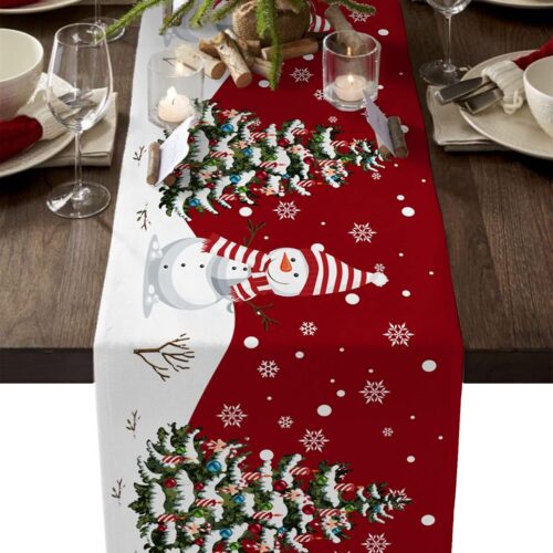 1 Christmas Table Runner - Cotton Linen 36 Inches, 13"x 36"