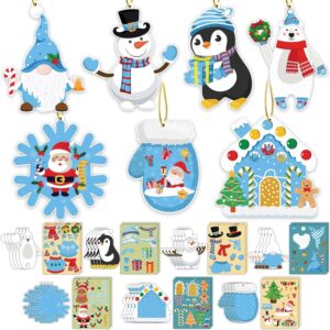 8pcs DIY Christmas Cutouts with Snowman Snowflake Penguin Gnome Christmas Stickers