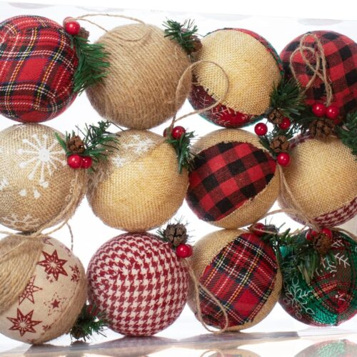1 12 Piece Rustic Christmas Tree Ornaments
