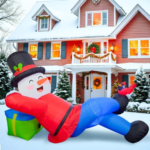 1 8FT Christmas Inflatables,Lying Snowman Inflatable Outdoor