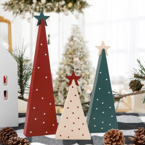 1 Three Sizes Wooden Christmas Tree Sign with Star