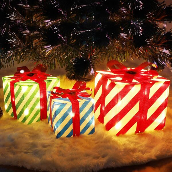 Set of 3 Lighted Gift Boxes Christmas Decorations 1