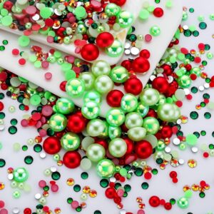 60g Christmas Pearls Rhinestones - Mixed Size 3mm-10mm AB Color Round Half Pearls